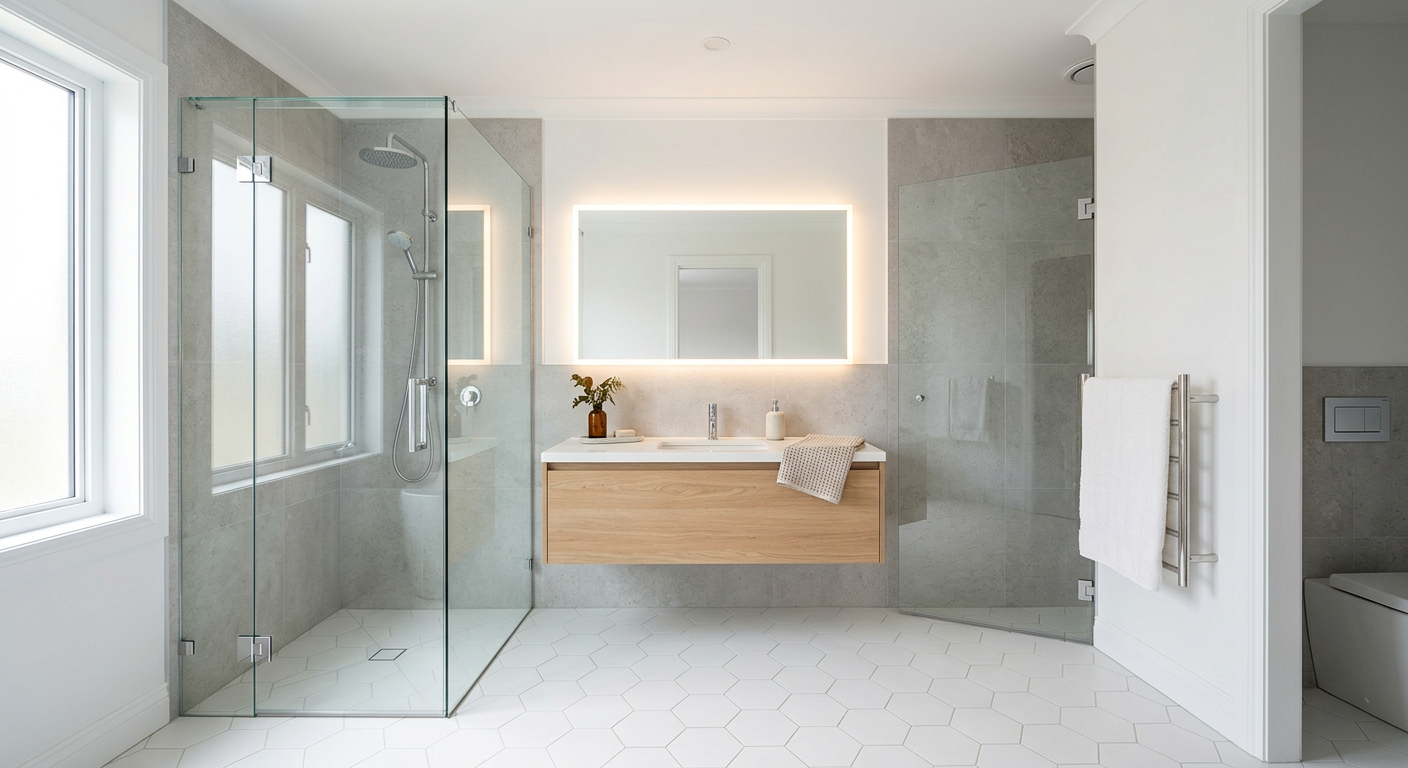 KI-Visualisierung: renoviertes modernes Badezimmer