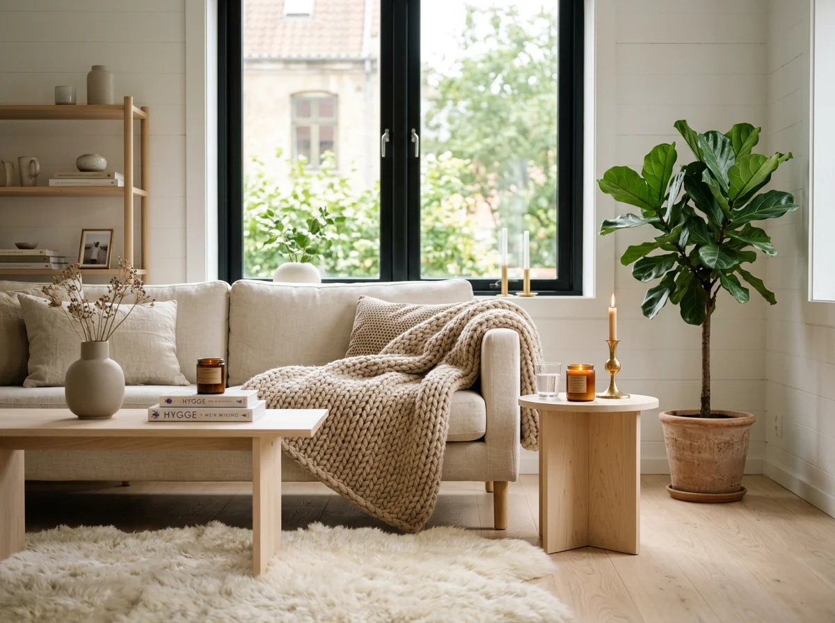 Skandinavisch eingerichtetes Wohnzimmer